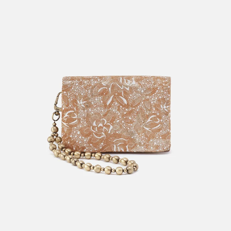 Ross Bead Wristlet In Printed Leather - Gilded Petals