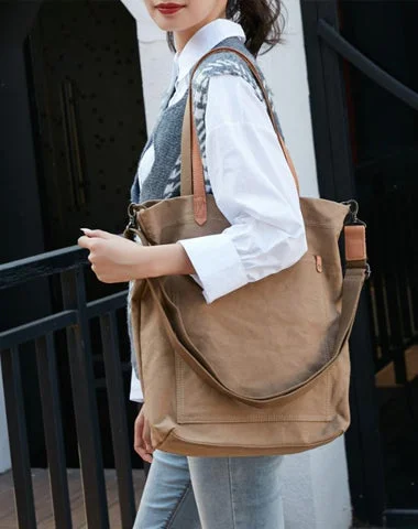 Simple Canvas Mens Womens Shoulder Tote Bag Messenger Bag Tote Handbag Side Bag For Men and Women