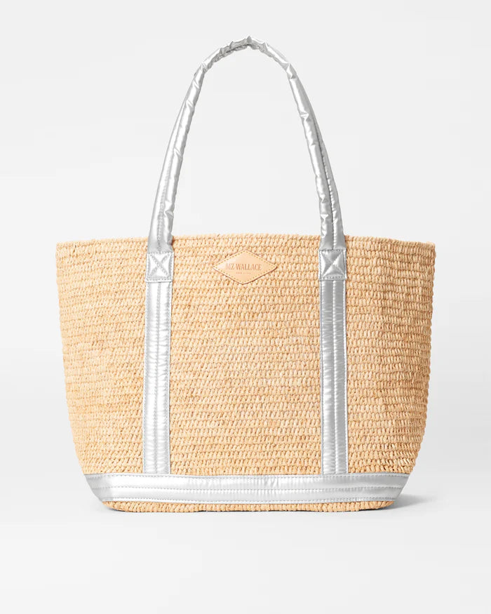 Raffia Tote Medium Matte Silver