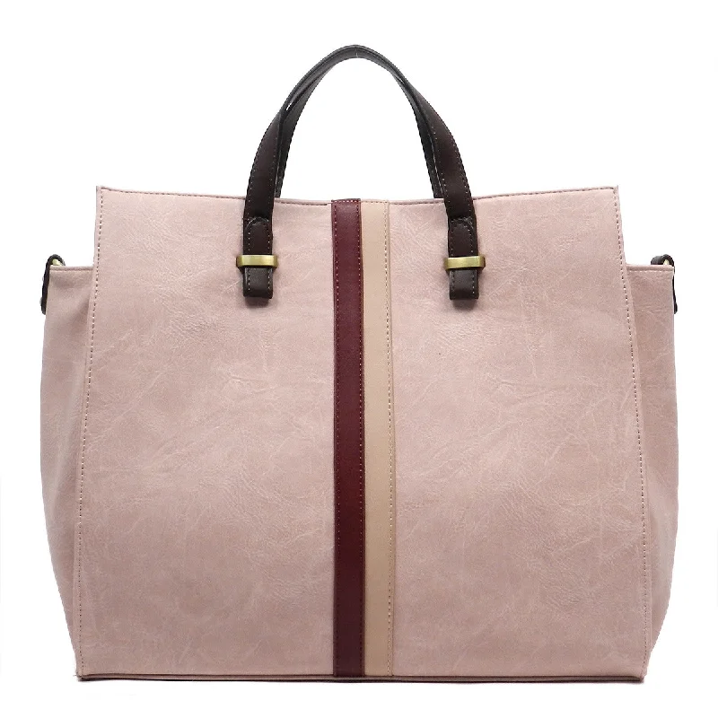 Pink Striped Fashion Tote Bag Purse