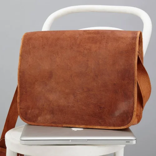 Textured ladies' bag-Tan Leather Messenger Bag