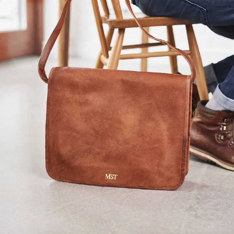 Tan Leather Messenger Bag