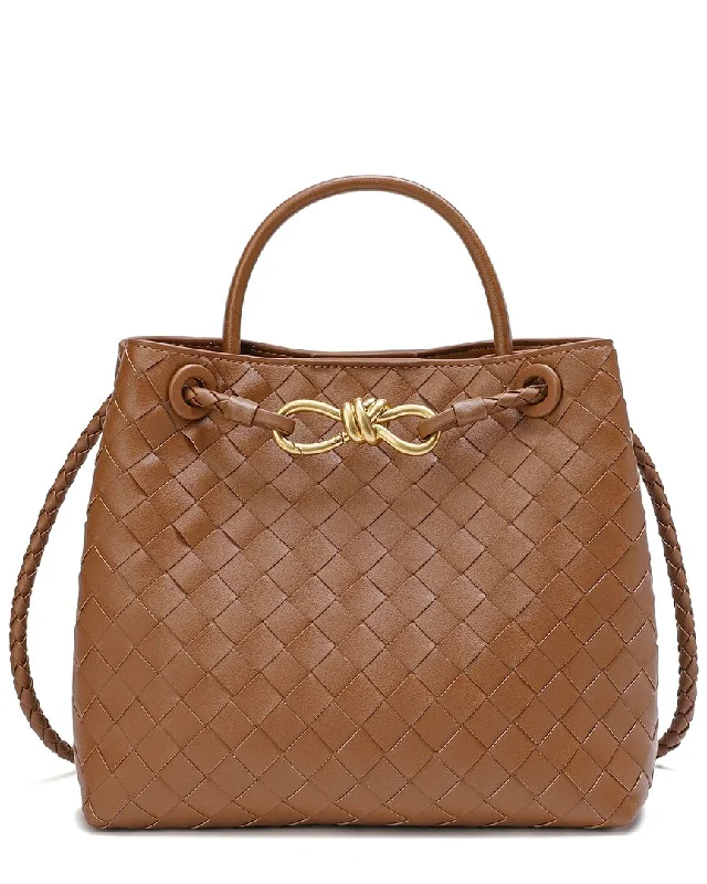 Tiffany & Fred Woven Leather Top Handle Messenger Bag