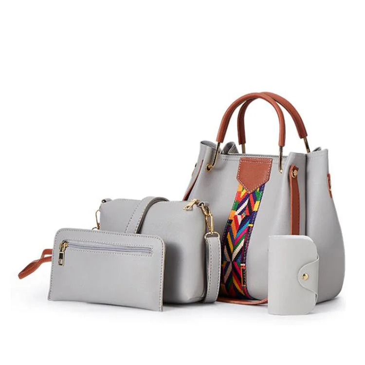 Trending PU Leather Large Ladies Purse and Handbags Custom Logo Women Tote Hand Bags Set