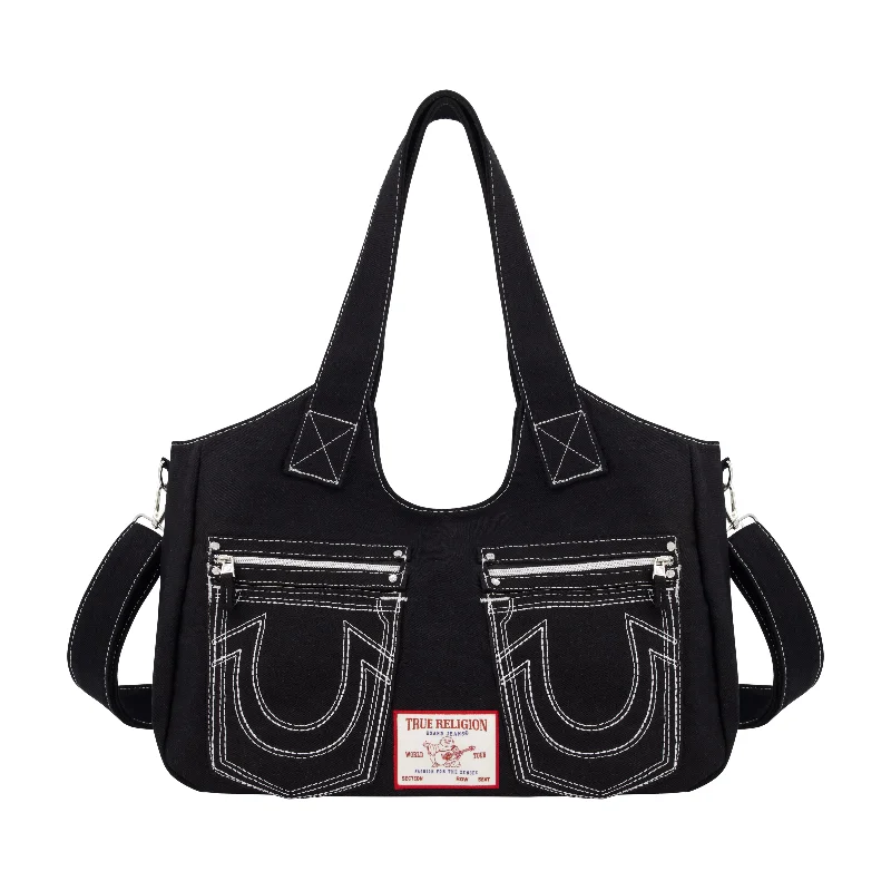 True Religion Horseshoe Stitch BLACK Satchel