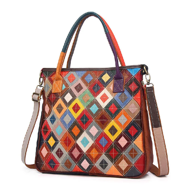 Leather Patchwork Handbag NZ - Unique Design