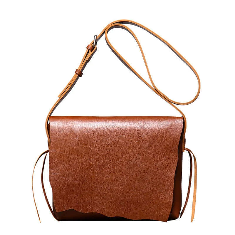 Vintage Leather Crossbody Messenger Bag - Unisex, High Quality