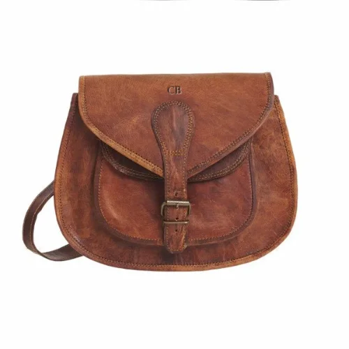 Velour ladies' bag-Vintage Leather Saddle Bag - Small