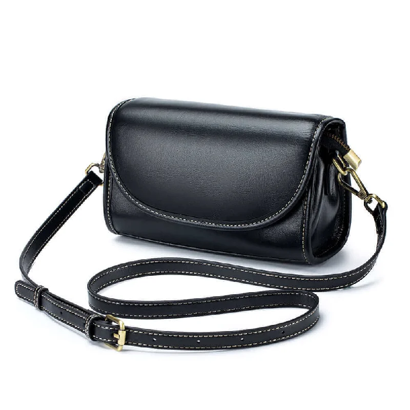 Vintage Leather Shoulder Crossbody Bag with Dual Straps