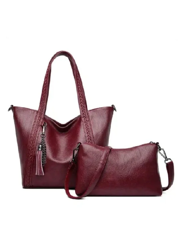 Two Pcs Leather Tote Bag for Women