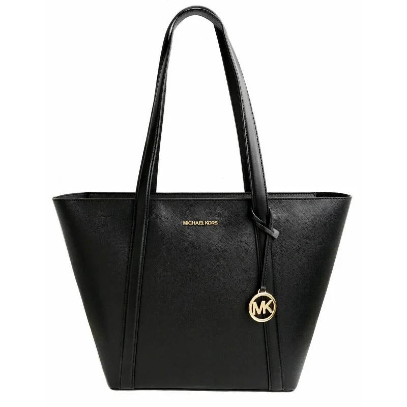 Michael Kors PRATT Black Leather Tote Shoulder Bag